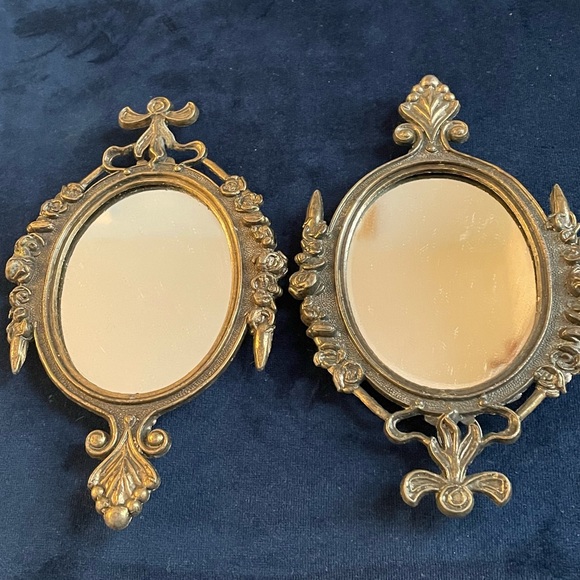 Pair of Italian brass mirrors Hollywood regency - Picture 1 of 4